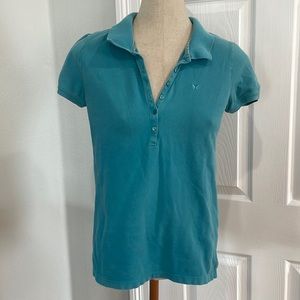 Y2K Aeropostale top polo short sleeve turquoise butterfly collar women’s size XL